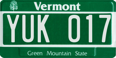 VT license plate YUK017