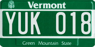VT license plate YUK018