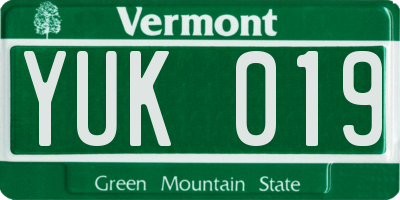 VT license plate YUK019