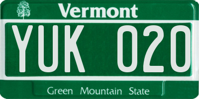 VT license plate YUK020