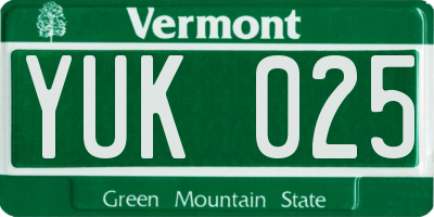 VT license plate YUK025