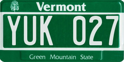 VT license plate YUK027