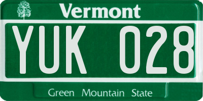 VT license plate YUK028