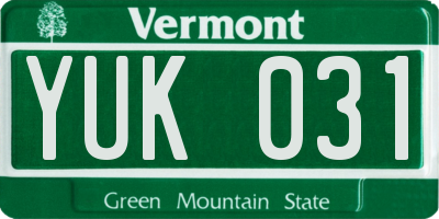 VT license plate YUK031