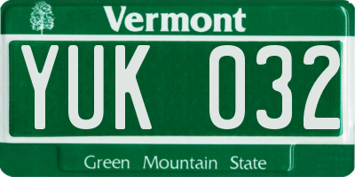 VT license plate YUK032