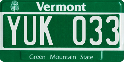 VT license plate YUK033