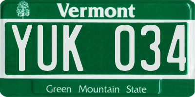 VT license plate YUK034