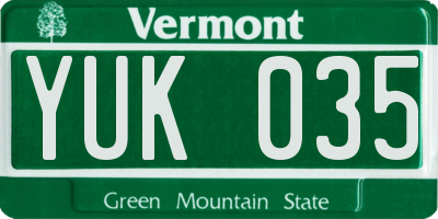 VT license plate YUK035