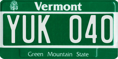 VT license plate YUK040