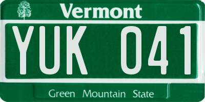 VT license plate YUK041