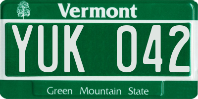VT license plate YUK042