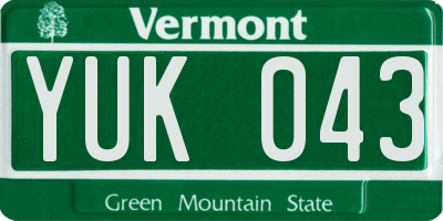 VT license plate YUK043