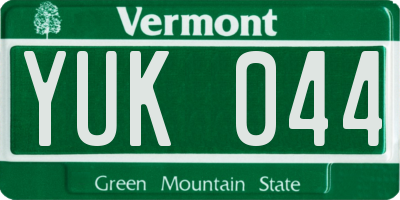 VT license plate YUK044