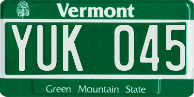 VT license plate YUK045