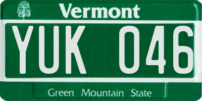 VT license plate YUK046