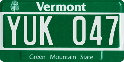 VT license plate YUK047