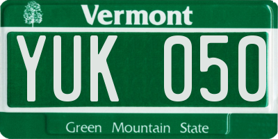 VT license plate YUK050