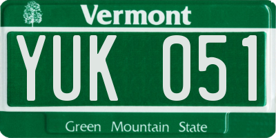 VT license plate YUK051