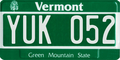 VT license plate YUK052