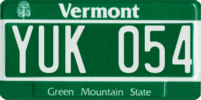 VT license plate YUK054