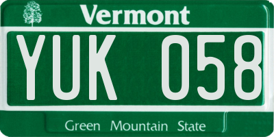 VT license plate YUK058