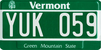 VT license plate YUK059