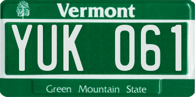 VT license plate YUK061