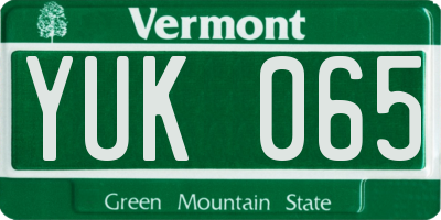 VT license plate YUK065