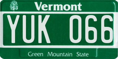 VT license plate YUK066