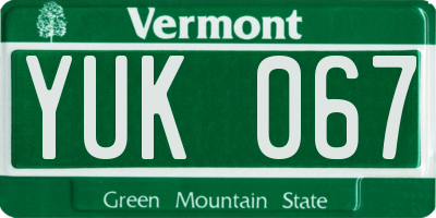 VT license plate YUK067