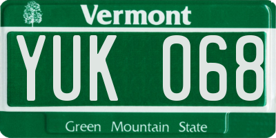 VT license plate YUK068