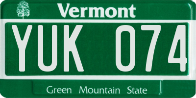VT license plate YUK074
