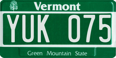 VT license plate YUK075