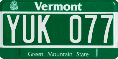 VT license plate YUK077