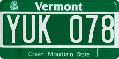 VT license plate YUK078