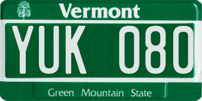 VT license plate YUK080