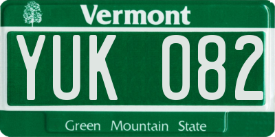 VT license plate YUK082
