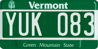 VT license plate YUK083