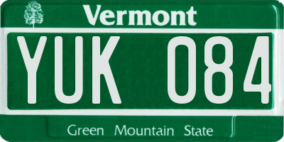 VT license plate YUK084