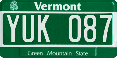 VT license plate YUK087