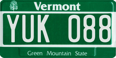 VT license plate YUK088