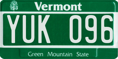VT license plate YUK096