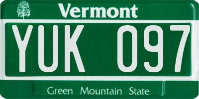 VT license plate YUK097
