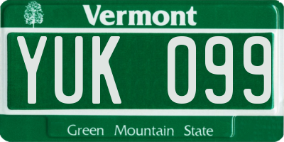 VT license plate YUK099