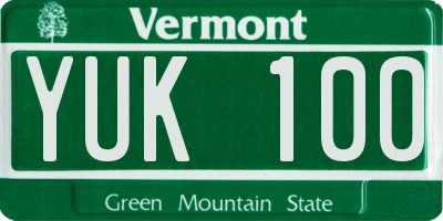 VT license plate YUK100