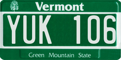 VT license plate YUK106