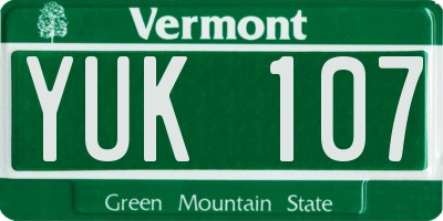 VT license plate YUK107