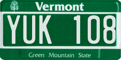 VT license plate YUK108
