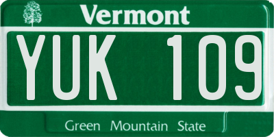 VT license plate YUK109