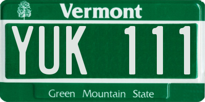 VT license plate YUK111